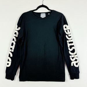 Asics Tiger Black Logo Athletic Training‎ Long Sleeve T-Shirt Top Women's Medium